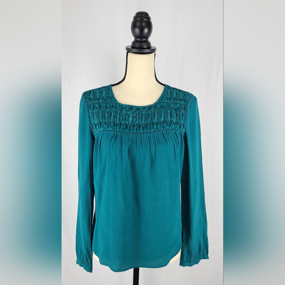 Anthropologie Meadow Rue Vivie Teal Blouse
